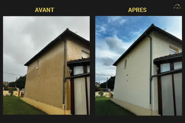 Avant / après traitement de toiture, façade et humidité à Brive – Pro Habitat France