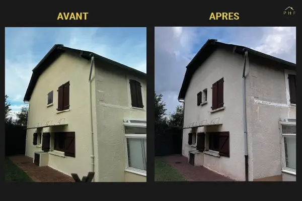 Avant / après traitement de toiture, façade et humidité à Brive – Pro Habitat France